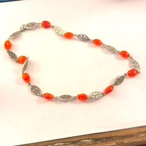 Orange and silver necklace